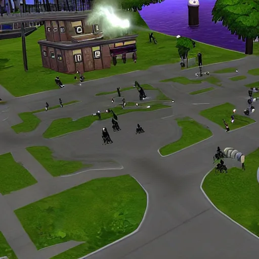 Prompt: alien invasion in the sims 2