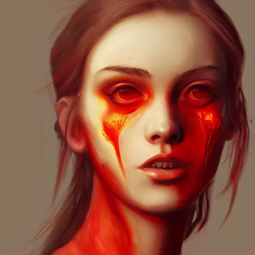 Image similar to fire forming a beautiful female face, red colour palette, extremely detailed, award-winning art, trending on Artstation