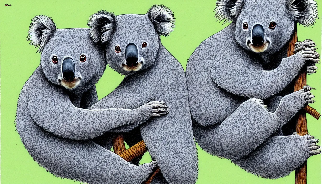 Prompt: koala bear by moebius