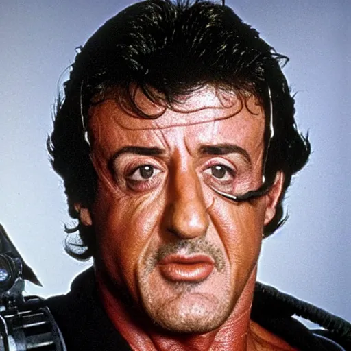 Prompt: stallone as terminator,