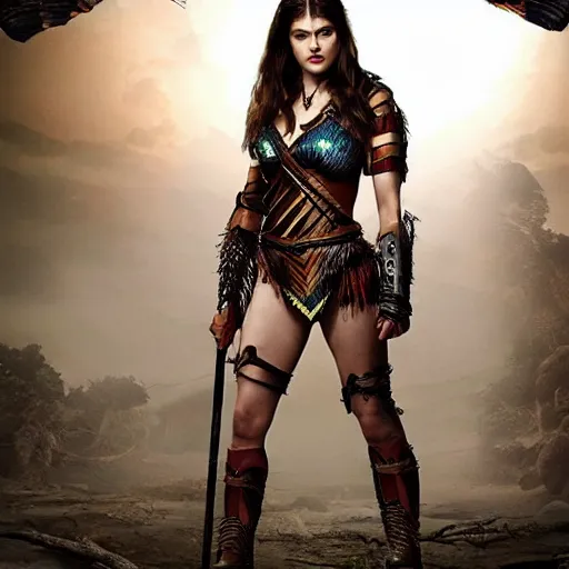 Image similar to full body photo of alexandra daddario as a amazon warrior,