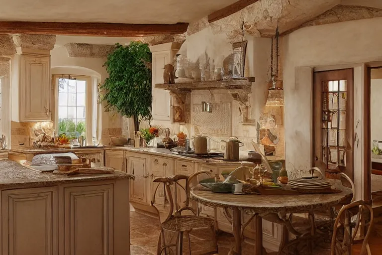Prompt: interior photo of very very beautiful kitchen in provence style, photorealism,