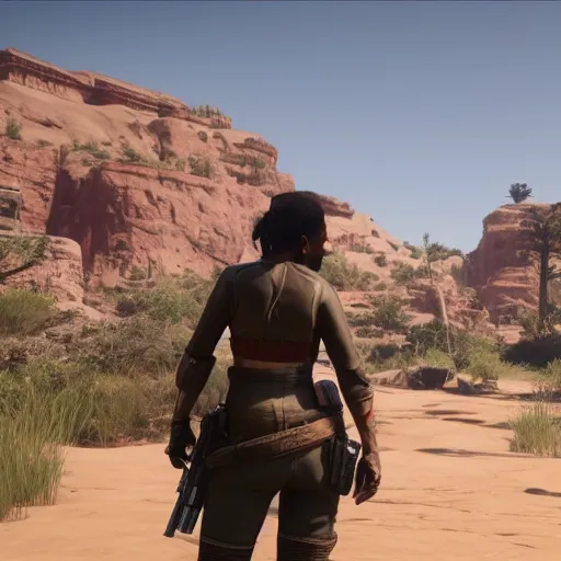 Prompt: Film still of Mirage from Apex Legends, from Red Dead Redemption 2 (2018 video game)