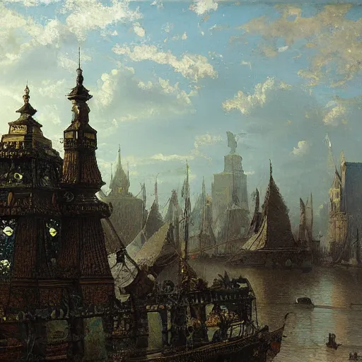 Image similar to detailed painting of a living pod architecture, filigree ornaments, andreas achenbach