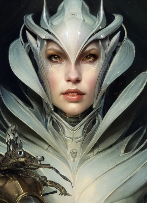 Prompt: closeup portrait shot of the witch of the mecha, intricate, elegant, highly detailed, centered, digital painting, artstation, concept art, smooth, sharp focus, warframe, illustration, anders zorn, tomasz alen kopera, peter mohrbacher, donato giancola, leyendecker, boris vallejo