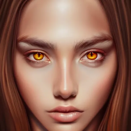 Prompt: two eye art, intricate, super highly detailed, professional digital painting, artstation, smooth, sharp focus, no blur, no dof, extreme illustration, art by artgerm, perfect natural skin tones, facing and looking at the viewer, the eyes are beautiful and symmetrical