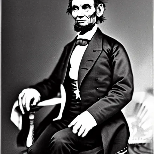 Prompt: abraham lincoln as electronic music producer, afro hairstyle