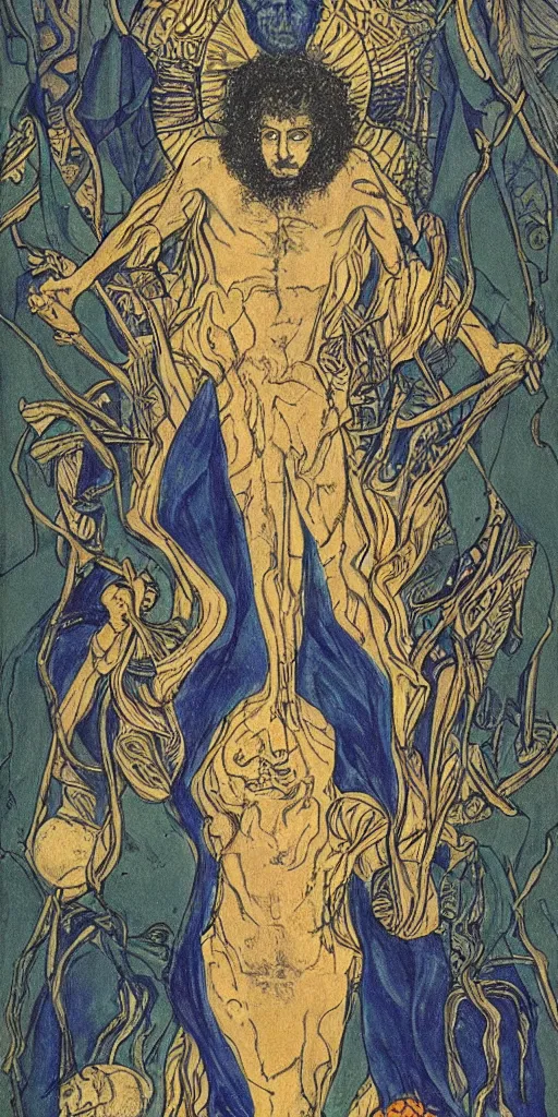 Prompt: the world tarot card by austin osman spare