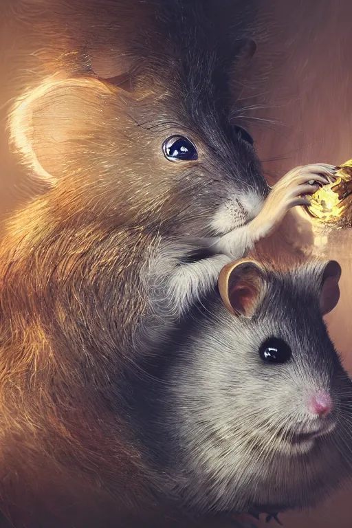 Prompt: anthropomorphic hamster, fantasy, intricate, elegant, highly detailed, digital painting, artstation, concept art, smooth, sharp focus, contemporary fashion shoot, by edward robert hughes, annie leibovitz and steve mccurry, david lazar, jimmy nelsson, extremely detailed, hyperrealistic, perfect face, octane render