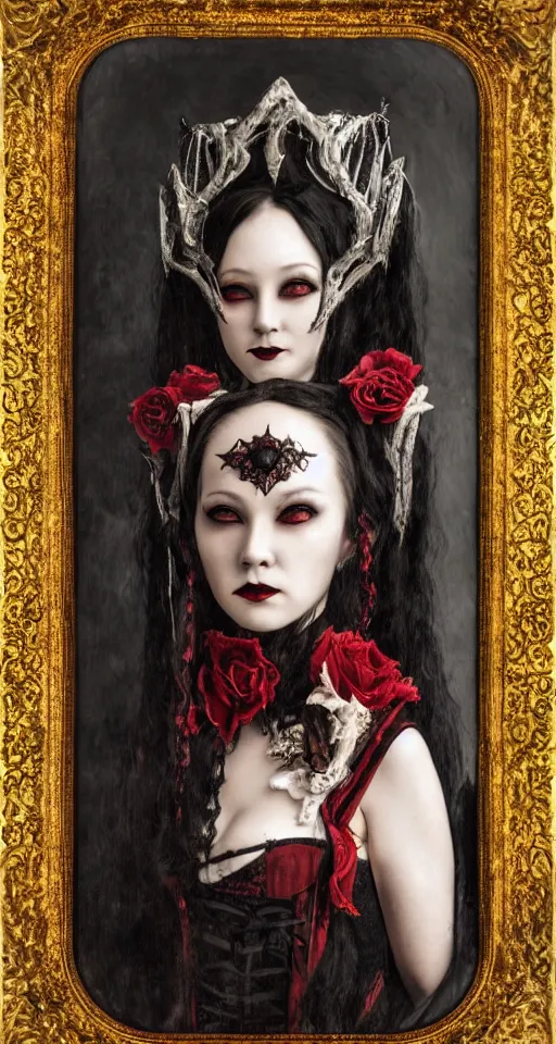 Prompt: of a supreme Lady Bathory, sinister, gothic, victorian, Portrait, extreme detail, luxury, elite, intricate, hypermaximalist, demonic, mythical, painted by Saharat Buarawong, 8K,