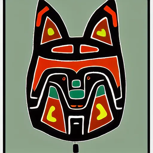Prompt: coyote. pacific northwest coast, haida gwaii, formline, native art, tribal art, haida, clean, symmetrical