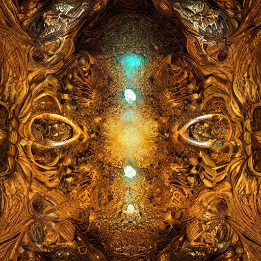 Image similar to a beautiful stone carving of an intricate psychedelic cathedral populated by mandelbrot fractals by android jones, carved soap, unreal engine, volumetric lighting, dynamic lighting, bright, dramatic lighting, high contrast, neon glow, carved marble, opalescent, sacred geometry, religious, angelic, catholicpunk, stark, trending on artstation