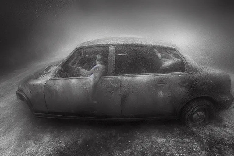 Image similar to a car underwater shot by lee jeffries, photograph,