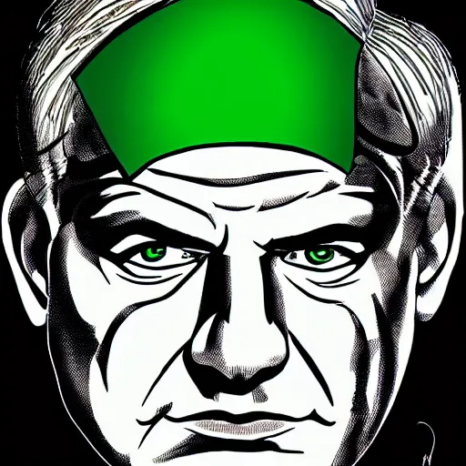 Image similar to Portrait of Benjamin Netanyahu as a green money superhero, by Jim Lee, Jack Kirby, highly detailed, clean, wallpaper