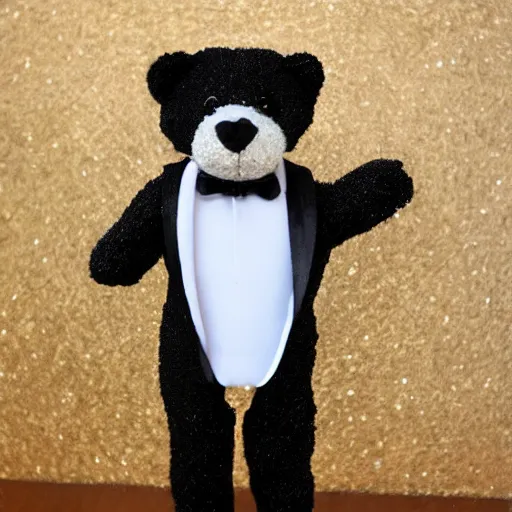 Prompt: a bear wearing a tuxedo, perfect details