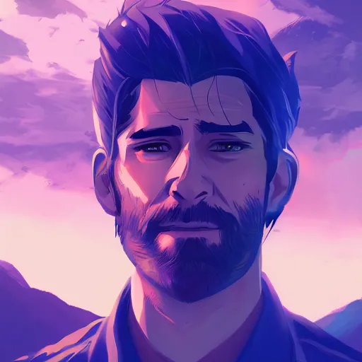 Image similar to jack shephard from lost, island landscape, ambient lighting, 4k, anime key visual, lois van baarle, ilya kuvshinov, rossdraws, artstation