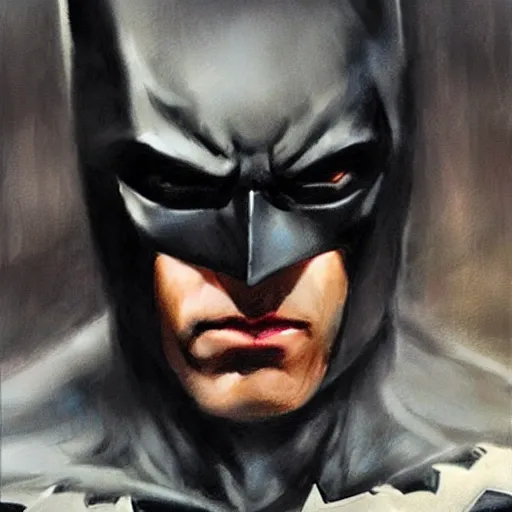 Image similar to close up of batman, cinematographic shot, by daniel f. gerhartz