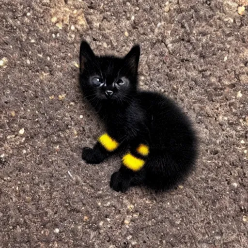 Image similar to black kitten bee 🐝 hybrid making a shh 🤫