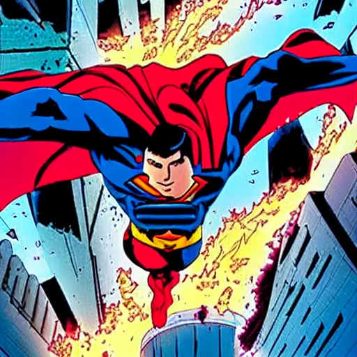 Prompt: evil superman destroying city