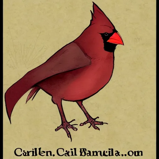 Image similar to female cardinal kenku, dungeons and dragons, female cardinal bird person,