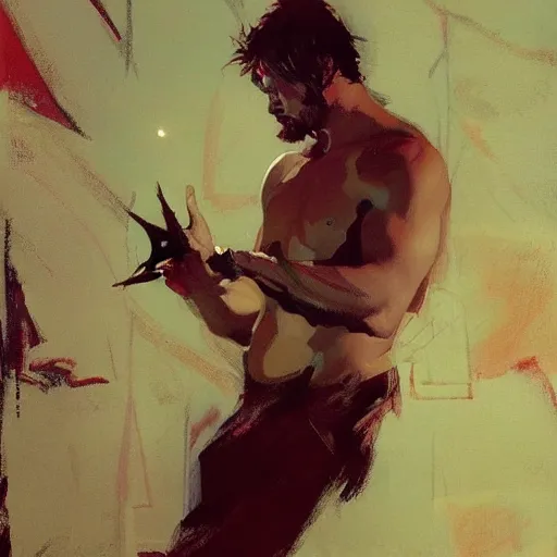 Image similar to chris hemsworth, intricate, elegant, highly detailed, greg manchess, mucha, liepke, ruan jia, jeffrey catherine jones, ridley scott