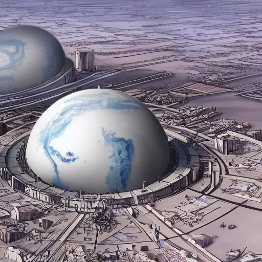 Prompt: concept art mars domed city all connecting highly detailed