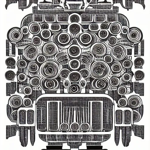 Image similar to intricate symmetrical art of fruit robot by go nagai