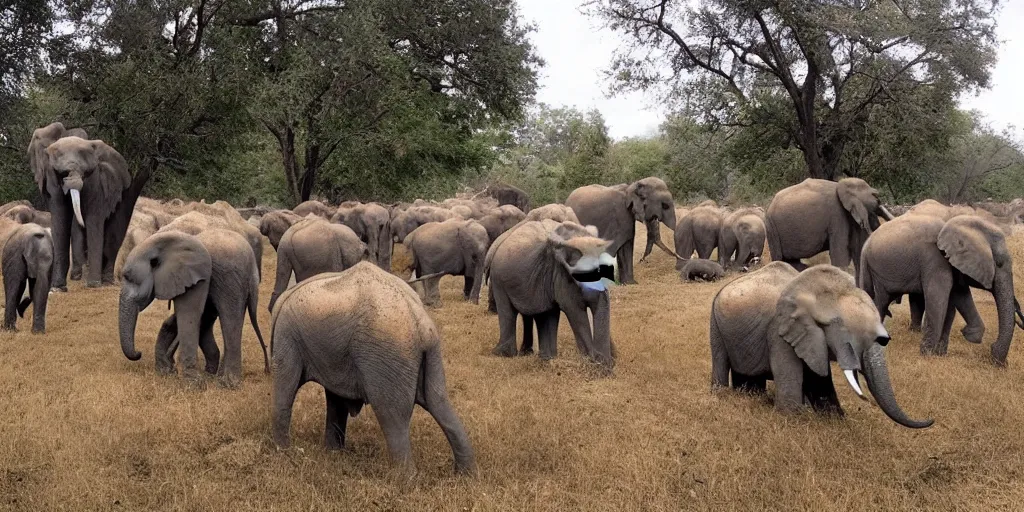 Prompt: a haunted Elephant grave yard