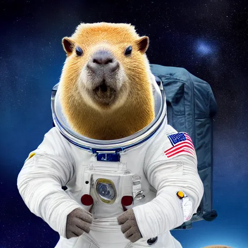 Image similar to a capybara astronaut, HD photography