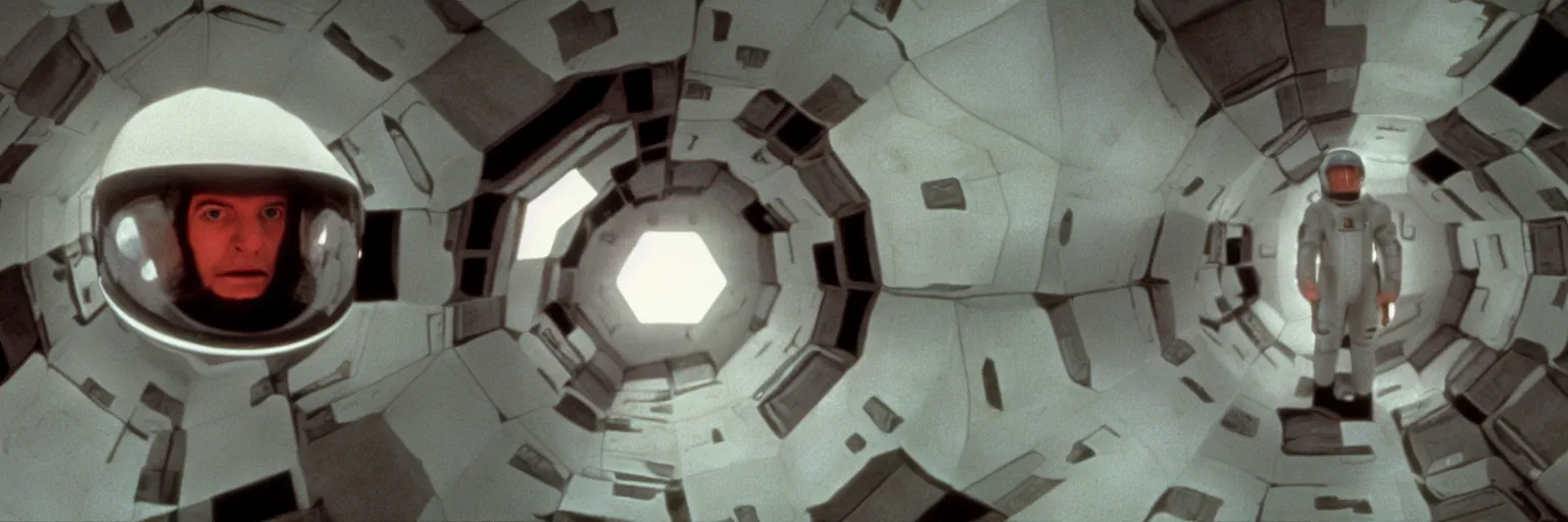 Prompt: a scene from 2001: A Space Odyssey by Stanley Kubrick