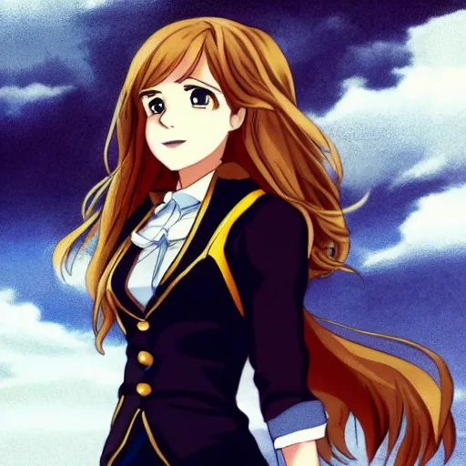 Prompt: emma watson as hermione granger as an anime character