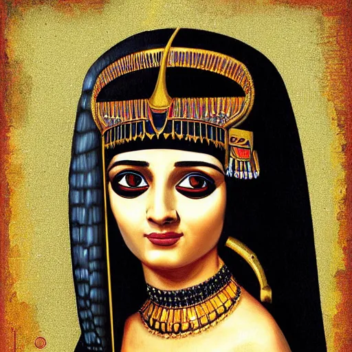 Image similar to amazing painting of Cleopatra, NFT, art style by Monalisa