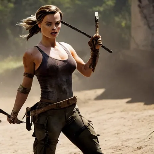 Image similar to Margot Robbie as Tomb raider