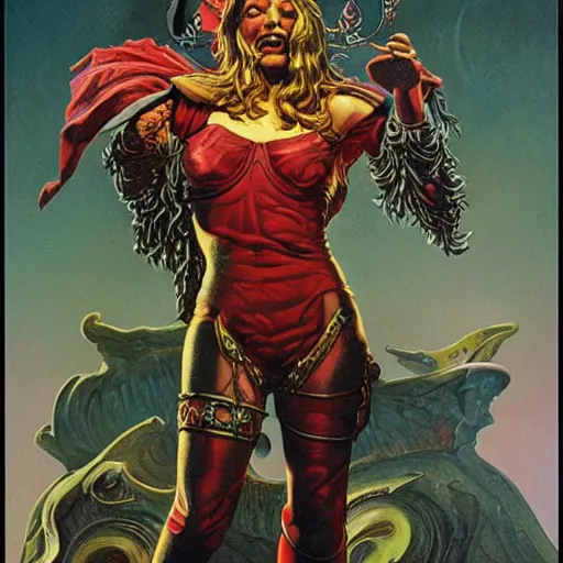 Image similar to Artwork by Clyde Caldwell of The Sanguinary Grail.