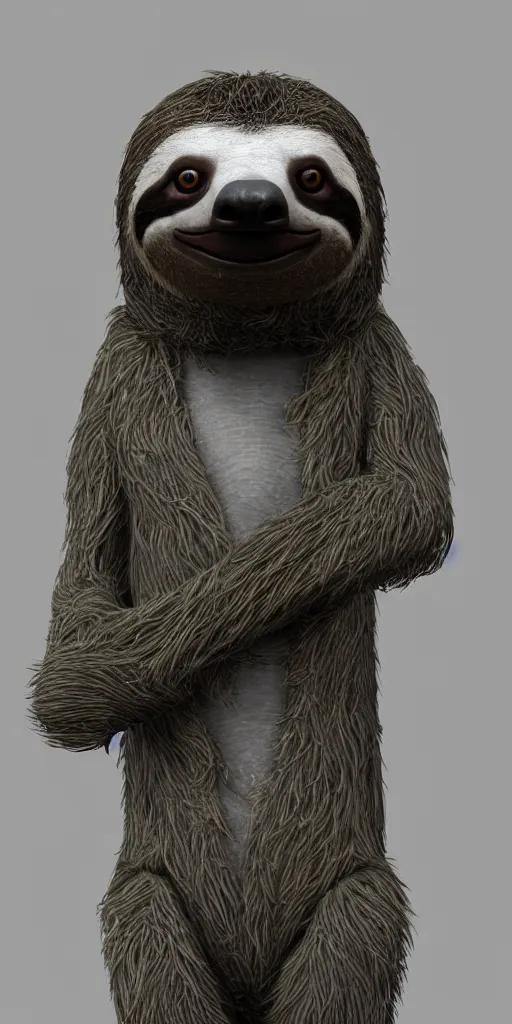 Image similar to a sloth in a suit, substance painter