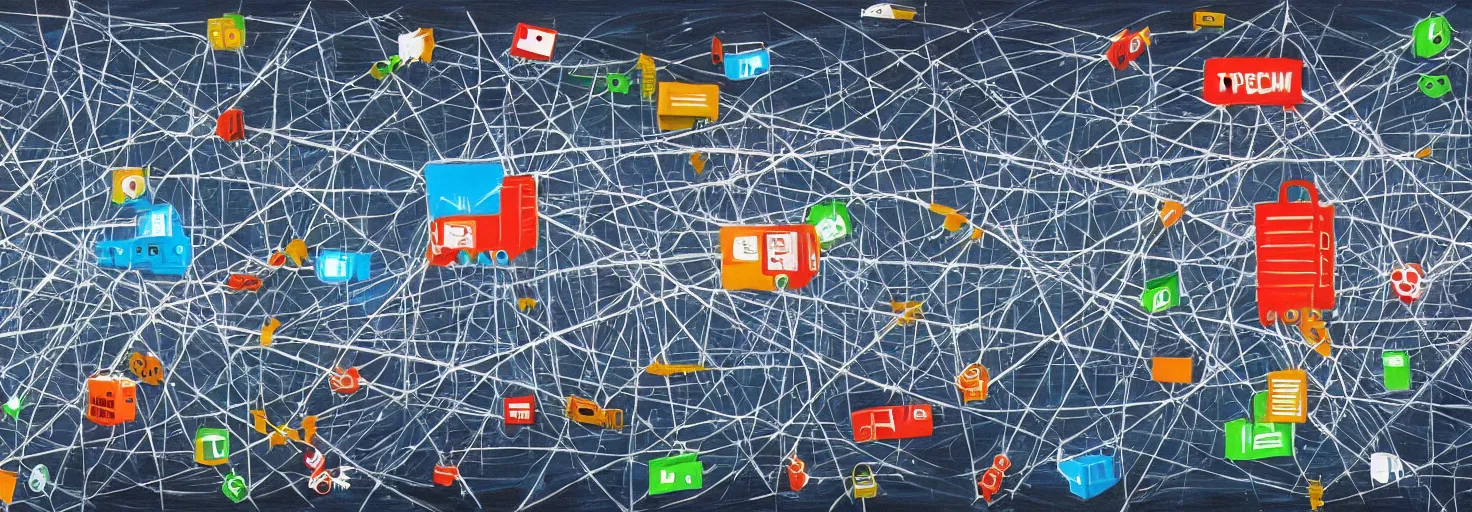 Prompt: a beautiful painting of supply chain attack in world web, hd - h 5 0 0