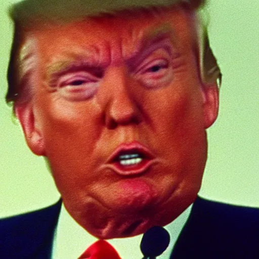 Image similar to 8 mm film still of donald trump, exclusive material