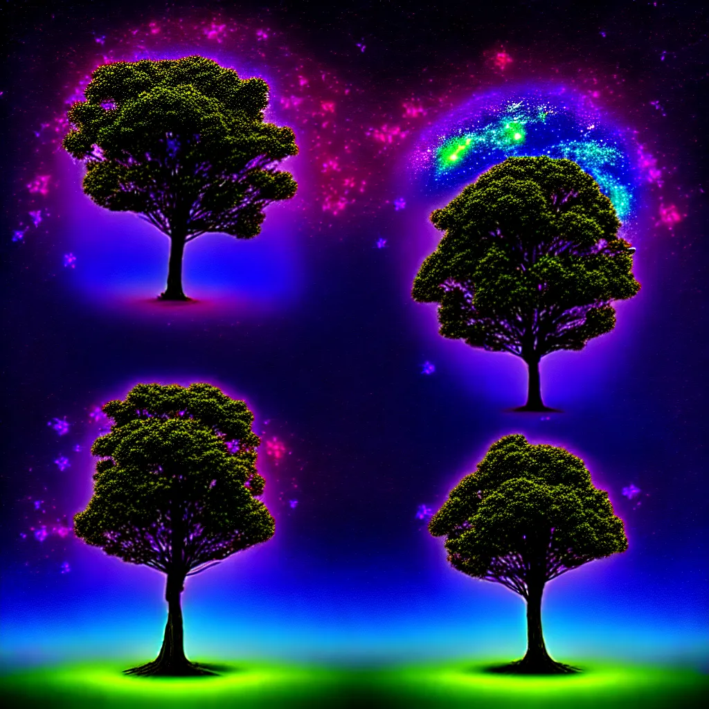 Prompt: tree, 🌌, harmony of the universe, digital art