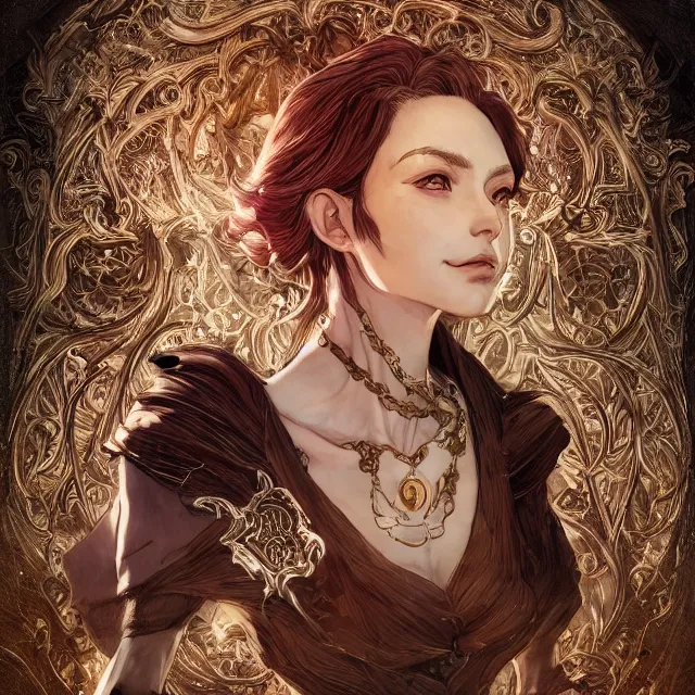 Prompt: the portrait of the lawful evil sorceress lawyer as an absurdly beautiful, graceful, elegant, sophisticated, mature woman, an ultrafine hyperdetailed illustration by kim jung gi, irakli nadar, intricate linework, bright colors, octopath traveler, final fantasy, unreal engine 5 highly rendered, global illumination, radiant light, detailed and intricate environment