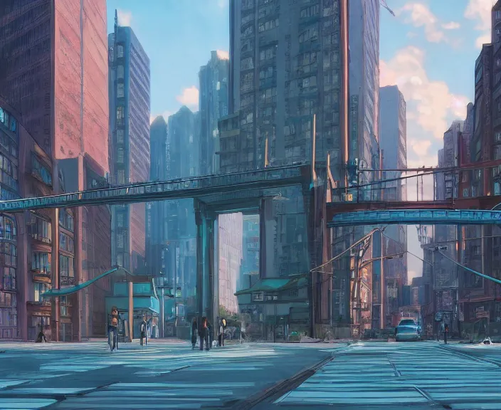 Prompt: A portal gateway in New York city, peaceful and serene, incredible perspective, soft lighting, anime scenery by Makoto Shinkai and studio ghibli, very detailed