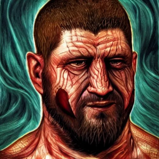 Image similar to ramzan kadyrov became bloody ugly lovecraftian degenerate abomination, photo - realistic, color image, 2 k, highly detailed, bodyhorror, occult art