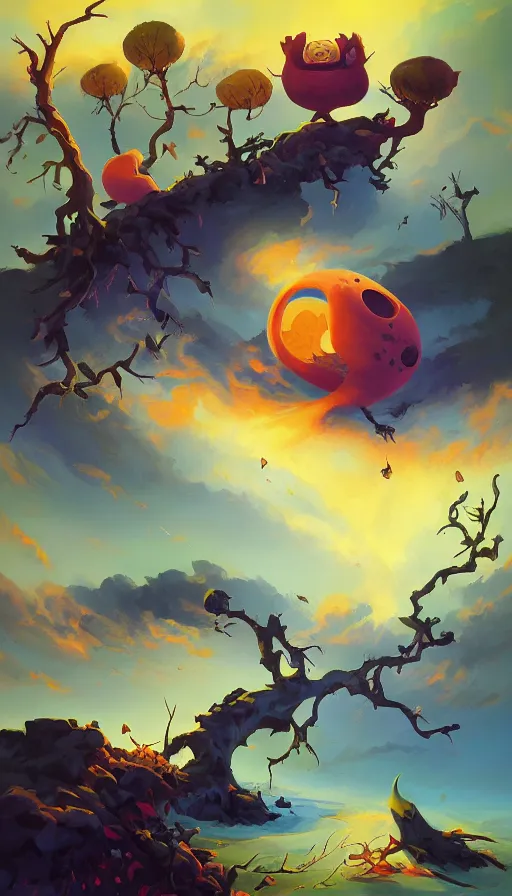 Image similar to life and death mixing together, by rhads