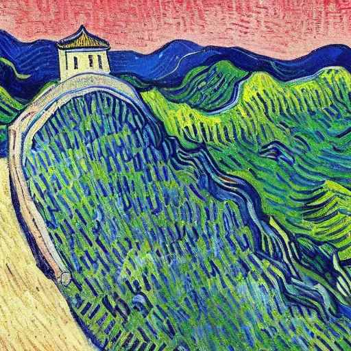 Prompt: Great Wall, by Van Gogh