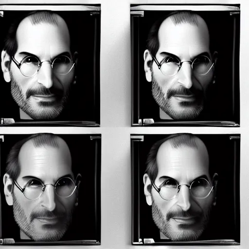 Image similar to steve jobs airbrushed 1 9 8 0 s retro band poster, artstation, ambient occlusion.
