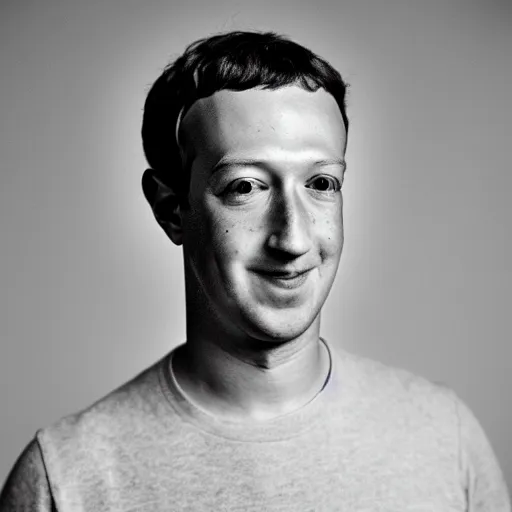 Prompt: A 35mm portrait of Mark Zuckerberg with neck tattoos