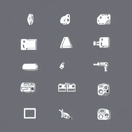 Image similar to rpg pc game inventory equipment body placement icons, solid white, unreal 5, ultra icon, flat style