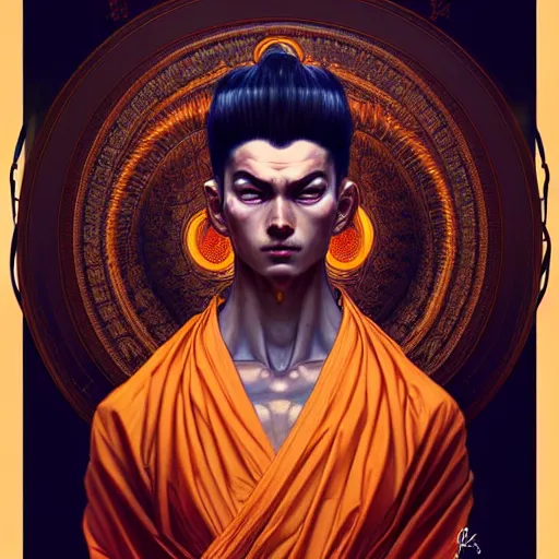 Image similar to symmetry!! intense portrait of sangoku, intricate, elegant, highly detailed, my rendition, digital painting, artstation, concept art, smooth, sharp focus, illustration, art by artgerm and greg rutkowski and alphonse mucha