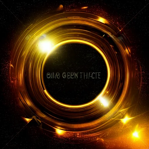 Image similar to chaotic cinematic space rift, dark, gold shine, bright, night