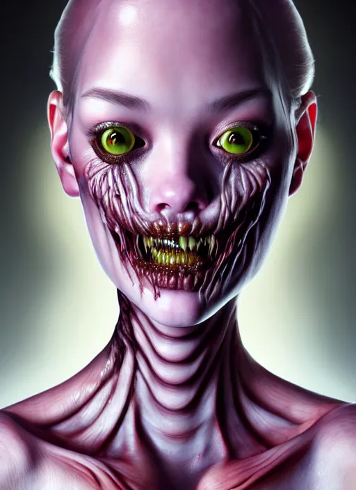 Image similar to an ugly monsterish horrifying slimy scottish female photo, professionally, soft lighting, realistic, sharp focus on eyes, 8 k, high definition, insanely detailed, intricate, elegant, art by artgerm and junji ito.