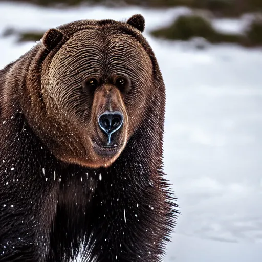 Prompt: arctic manbearpig in its natural habitat